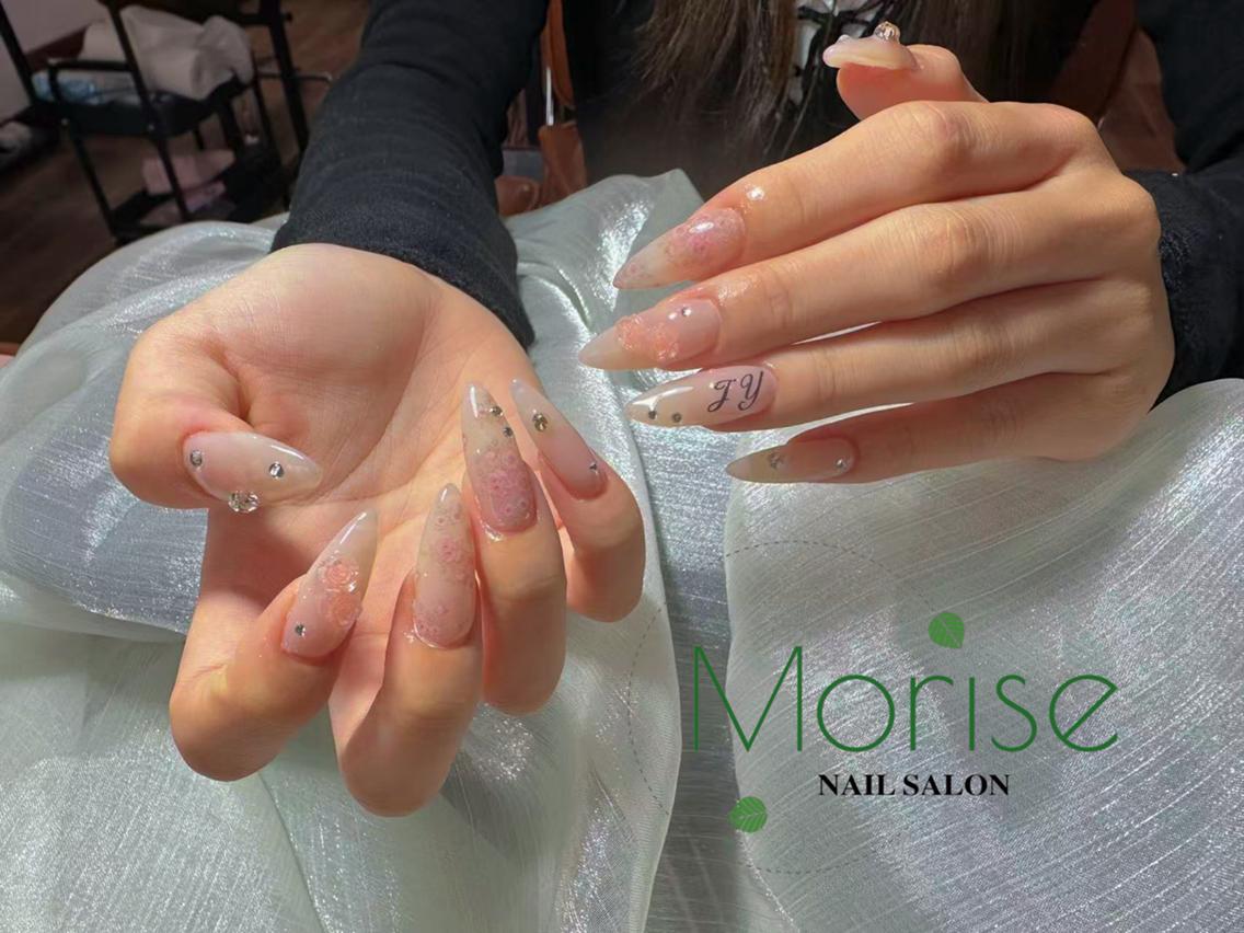 ネイル チークネイル 長さ出し フラッシュネイル フレンチネイル ガラスフレンチ ハンドネイル ハンドケア Morise Nail 原宿店のネイルデザイン