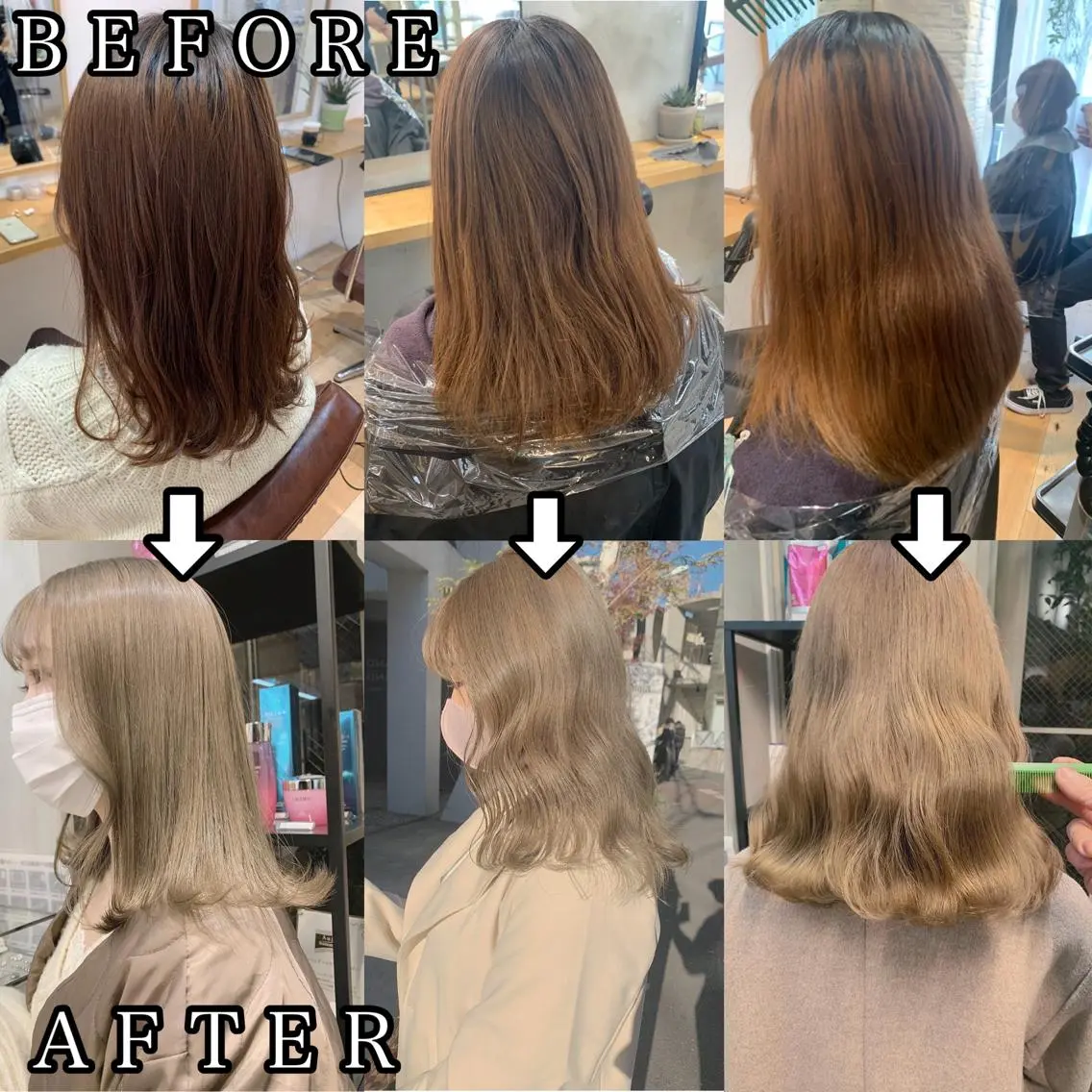 ミディアム カラー パーマ ハイトーンボブ 前田 表参道　グレージュのヘアスタイル