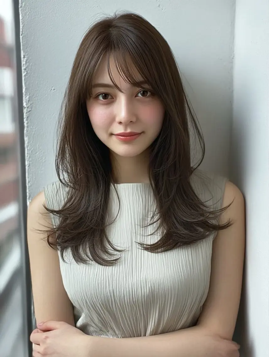 セミロング カラー 井ノ川 真奈美のヘアスタイル