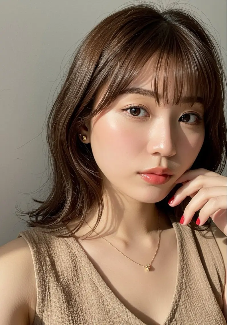 ミディアム ミディアムレイヤー レイヤーカット シースルーバング LOVESTOIKE 堂本のヘアスタイル