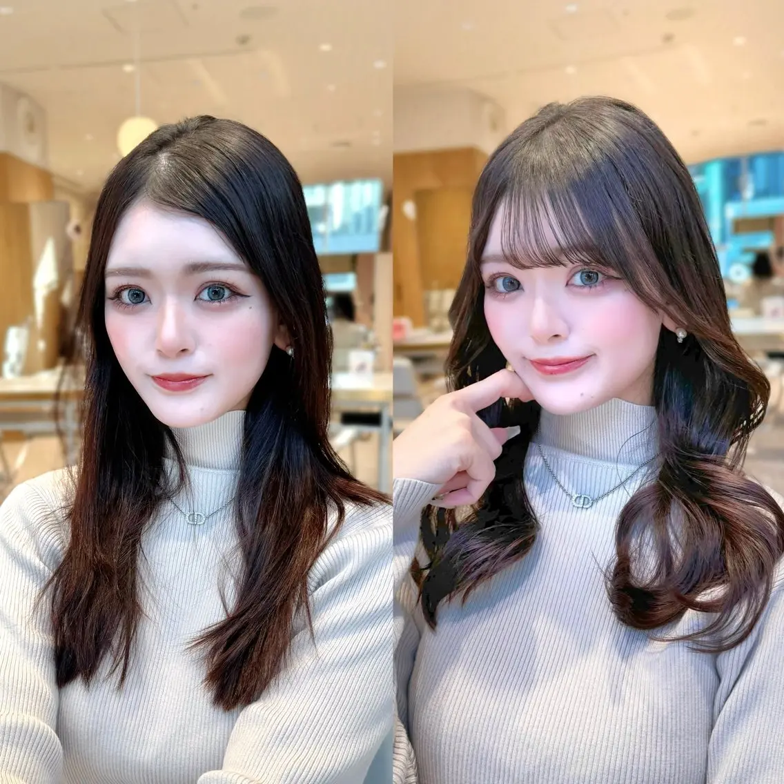 ミディアム カラー カット ヘアカラー トリートメント ヘッドスパ ヘアセット 韓国ヘア/レイヤー/ 顔まわり/りょーとのヘアスタイル