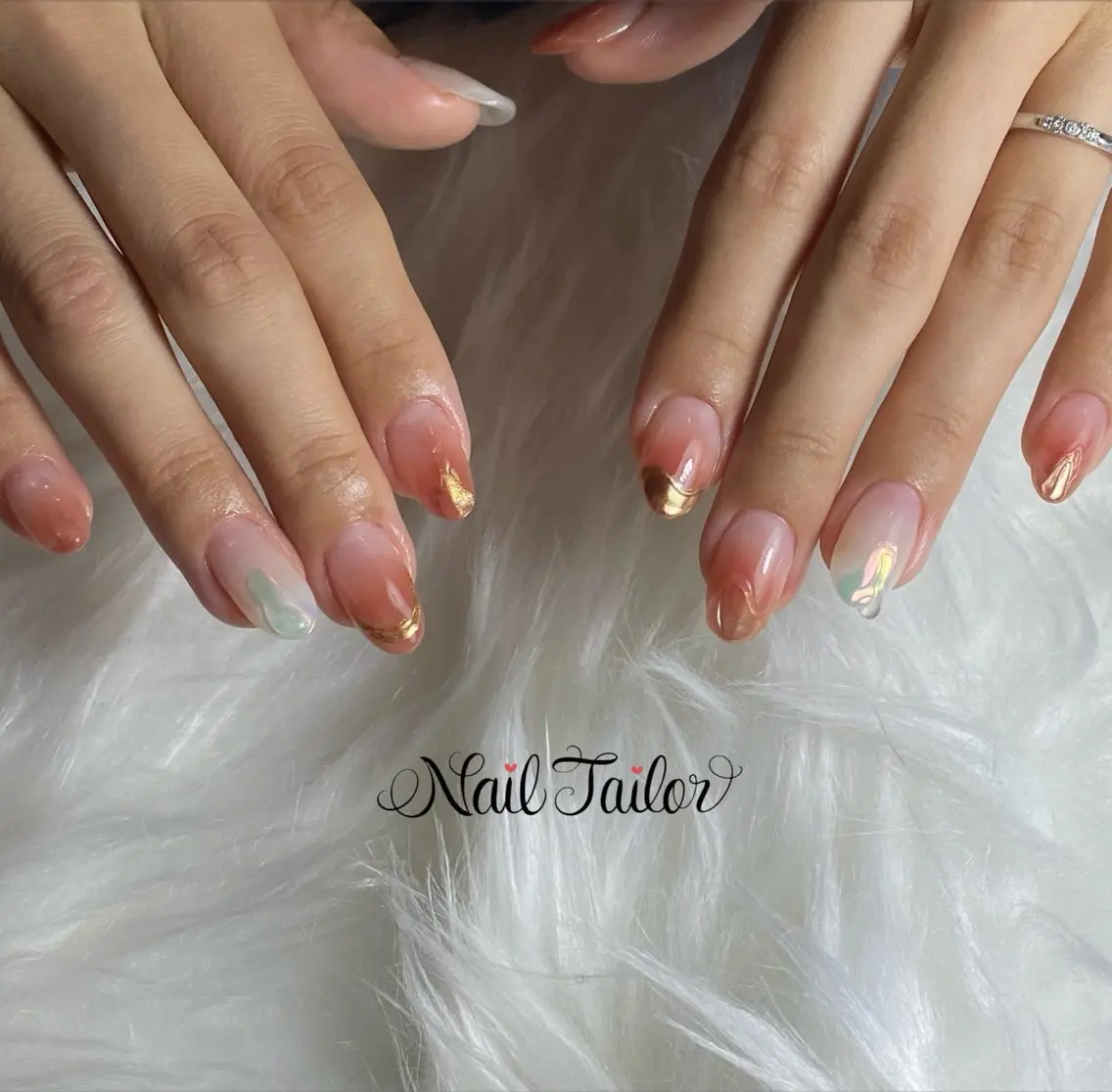 ネイル 長さ出し キラキラネイル ミラーネイル ニュアンスネイル ぷっくりネイル ハンドネイル NailTailor ネイルテイラーのネイルデザイン