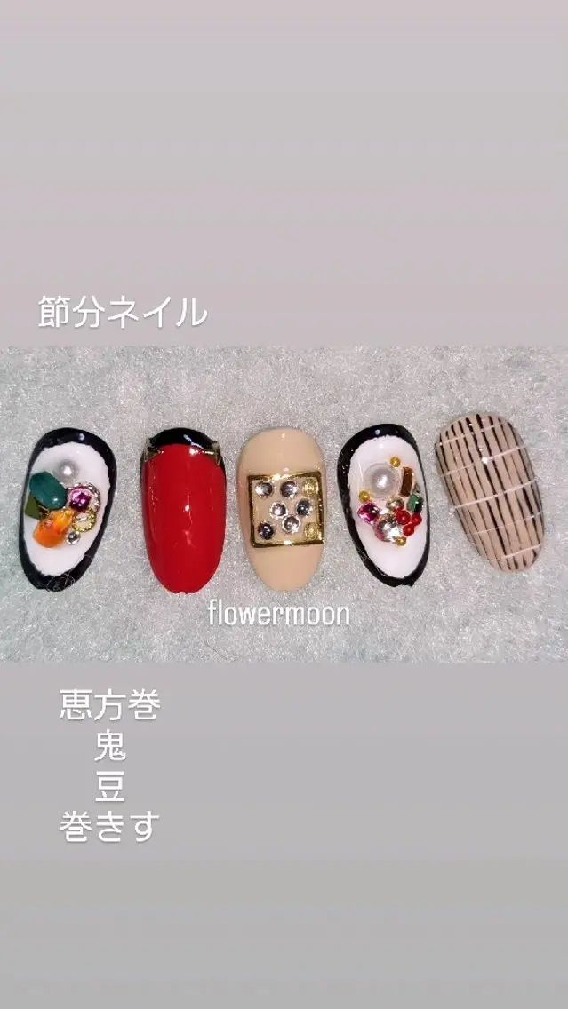 ネイル ハンドネイル ハンドケア フラワー ムーンのネイルデザイン