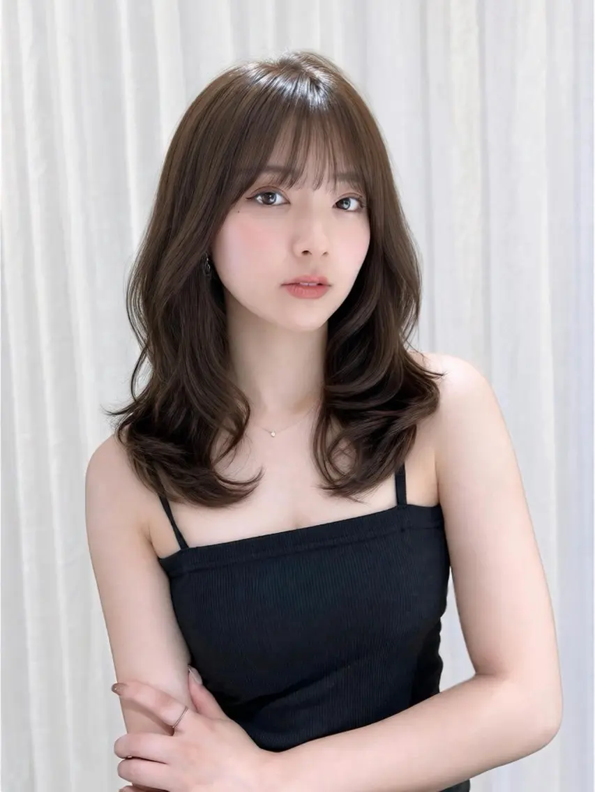 ミディアム カラー 顔周りカット 似合わせカット 小顔カット 骨格別小顔カット/ 顔周りカット/金井のヘアスタイル