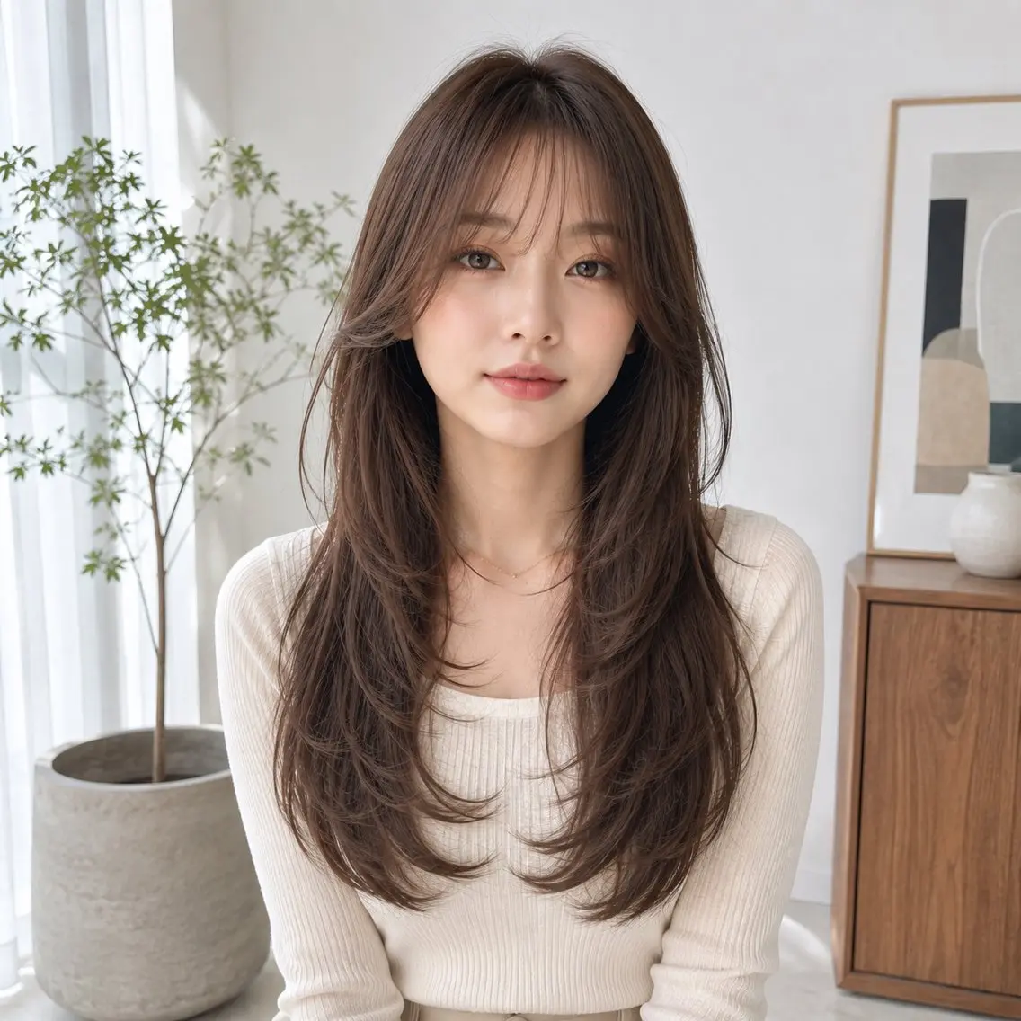 ロング レイヤーカット ロング トリートメント カット ヘアカラー トリートメント 銘苅 祥一のヘアスタイル