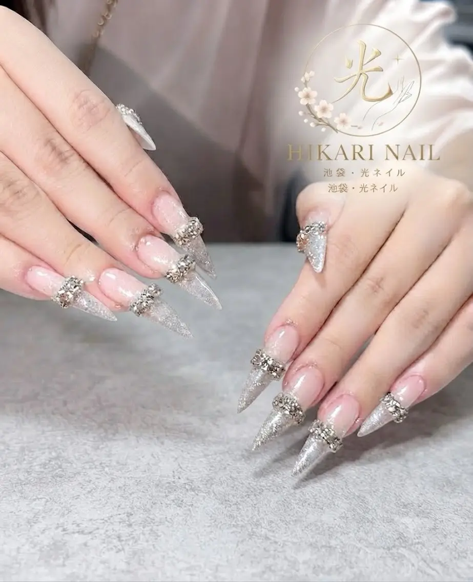ネイル チークネイル 長さ出し フレンチネイル ガーリー ハロウィン ハンドネイル HikariNail Ikebukuroのネイルデザイン