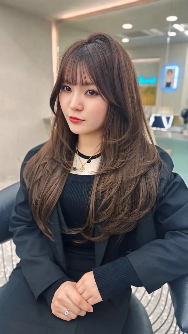 セミロング カラー カット ヘアカラー トリートメント ヘアセット レイヤーダブルカラー KYONのヘアスタイル