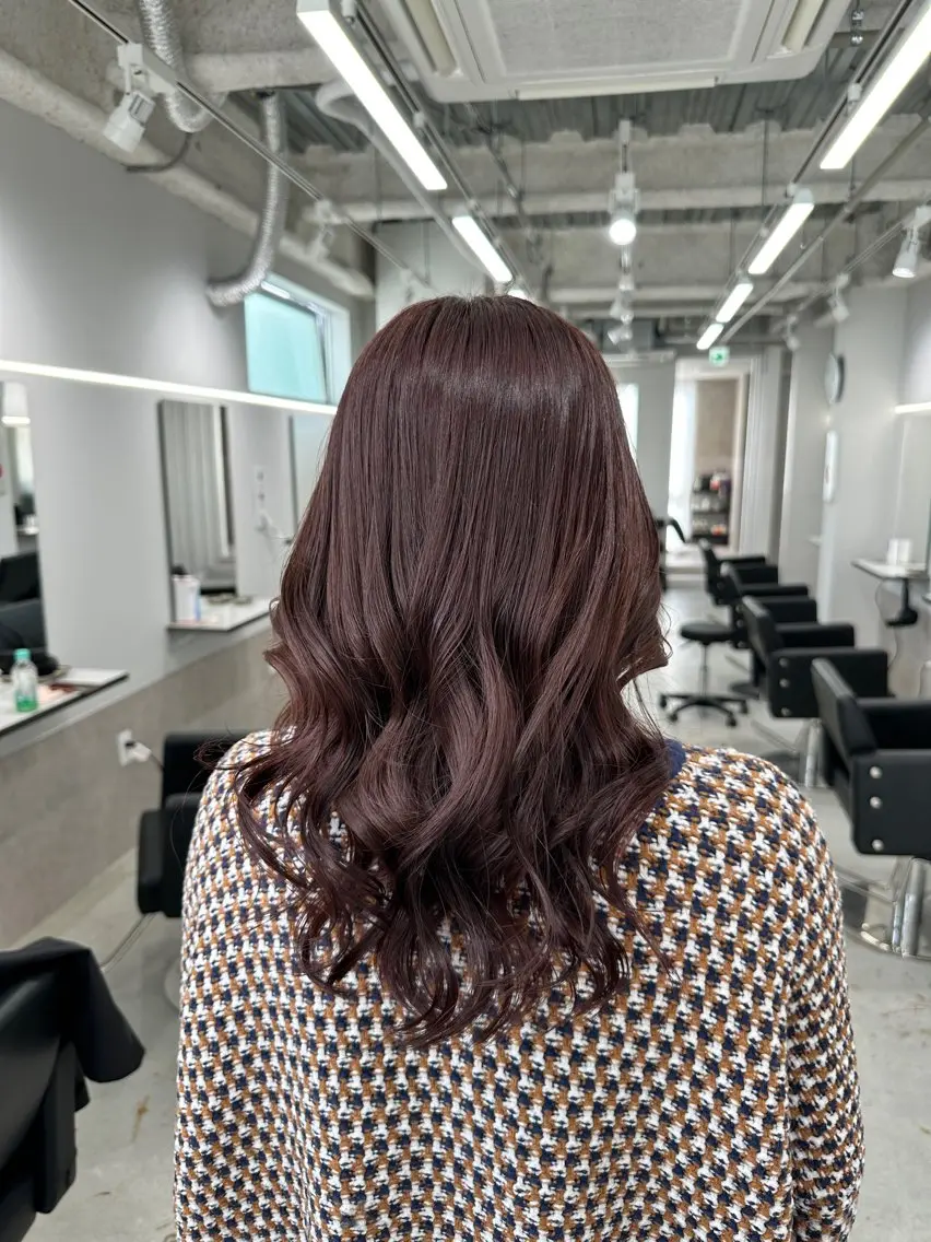 ミディアム カラー ブラウンカラー ピンクカラー ピンクブラウン 福岡美容師 SOUTAのヘアスタイル