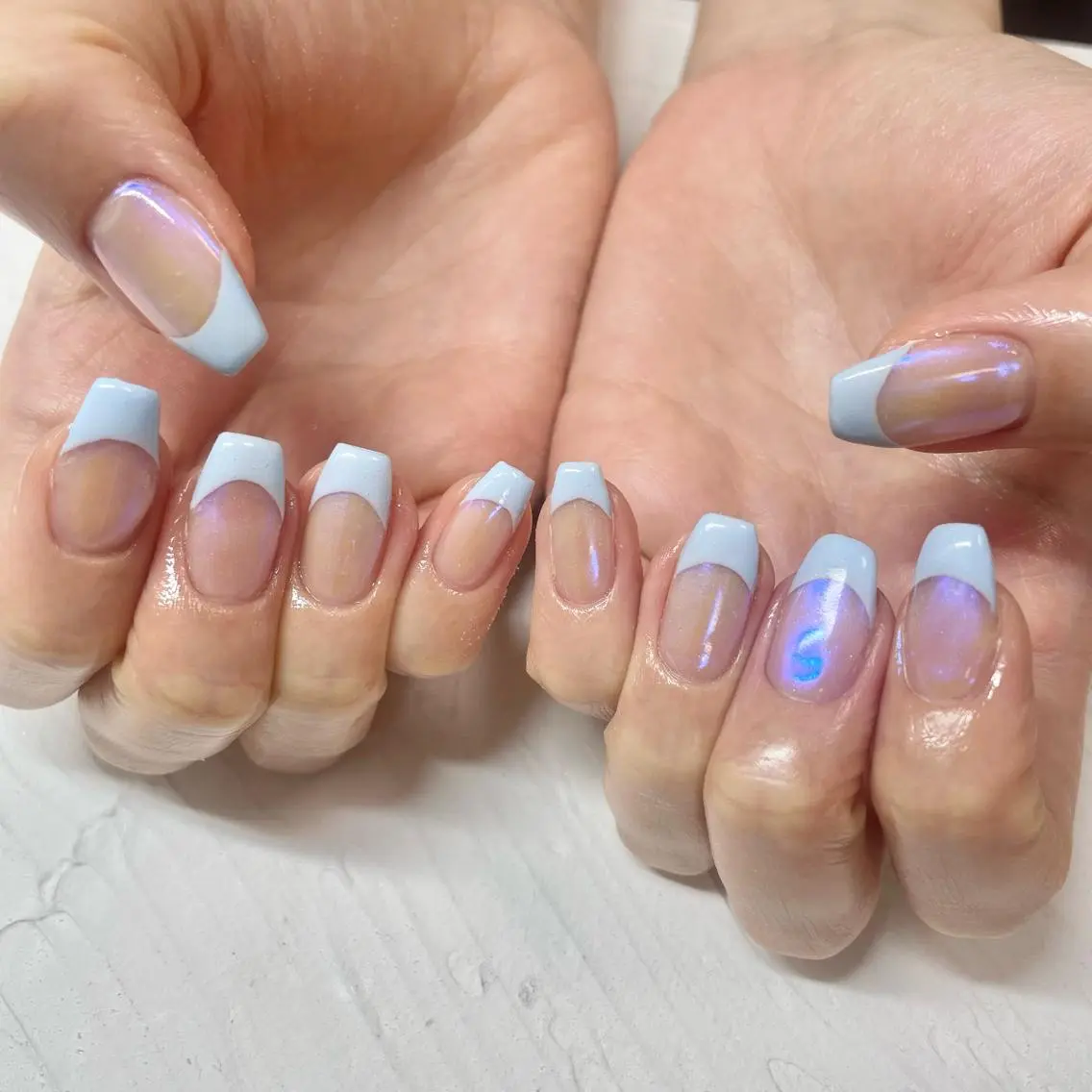 ネイル オーロラネイル クリアネイル フレンチネイル 🎀AYAKO 🎀中韓ネイルのネイルデザイン