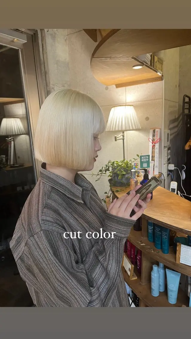 ショート カラー 🌱ぱっつとボブカ ット🌱/Ryotaのヘアスタイル