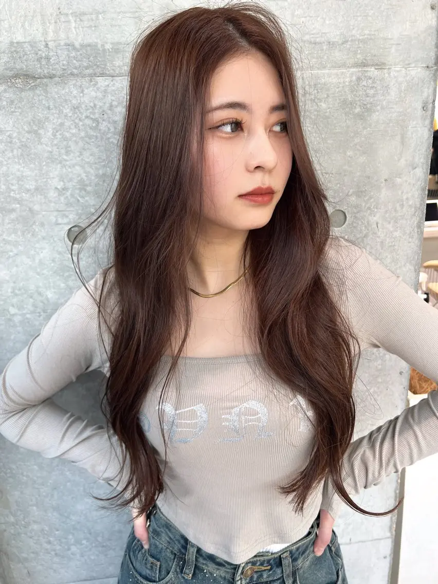 ロング カット ヘアカラー トリートメント 福岡縮毛矯正✨️ ストレート 向井和輝のヘアスタイル