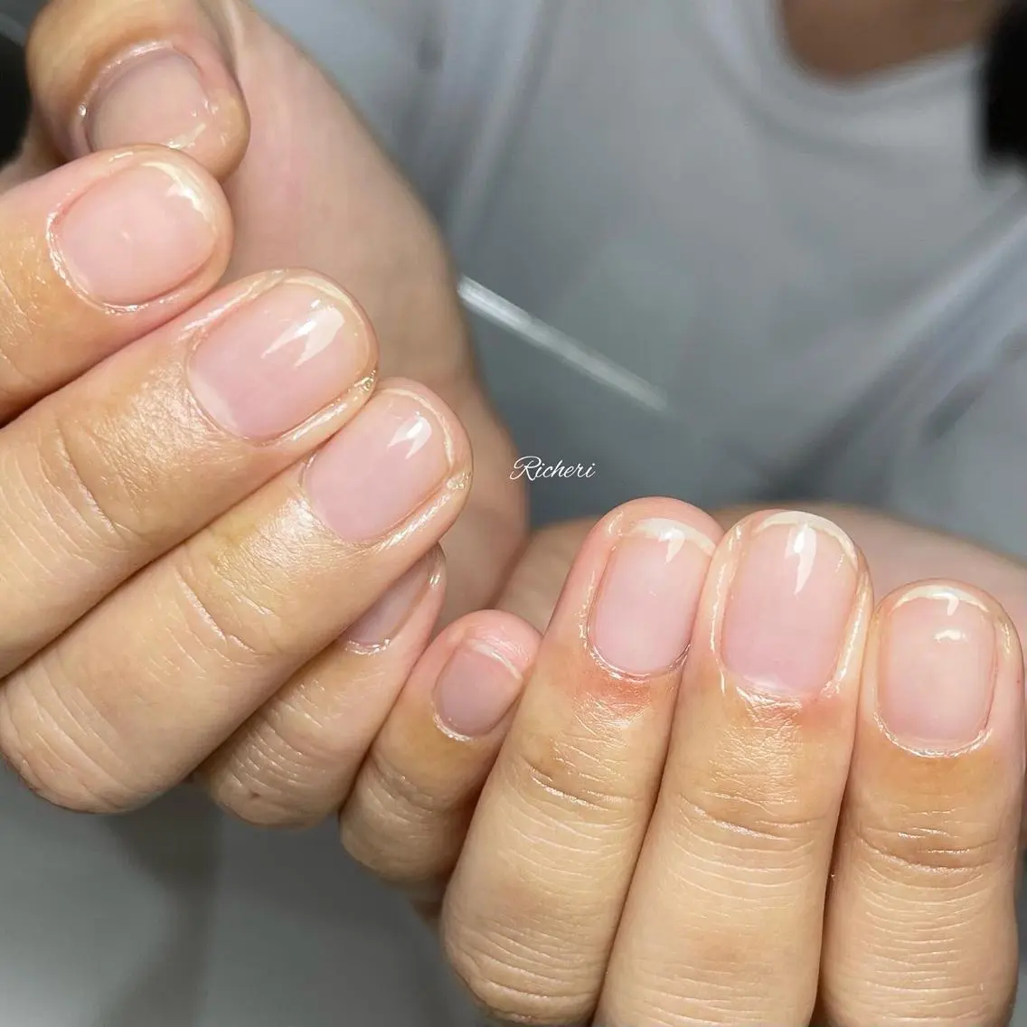 ミディアム ネイル 韓国風ヘア アートネイル クリアネイル フレンチネイル ジェルネイル richeri beautyのその他イメージ
