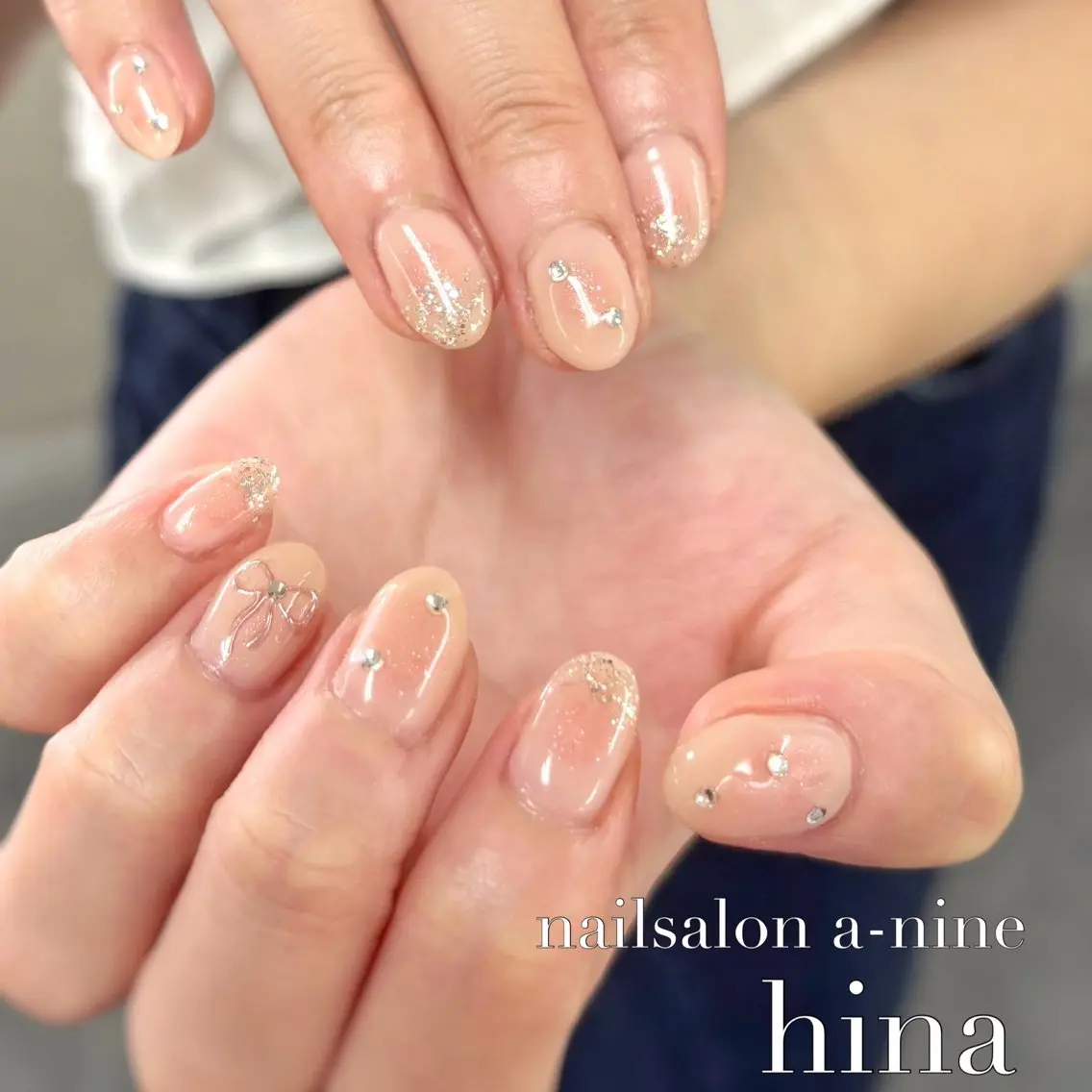 ネイル チークネイル リボン 【モデル募集中】 hina🌼のネイルデザイン