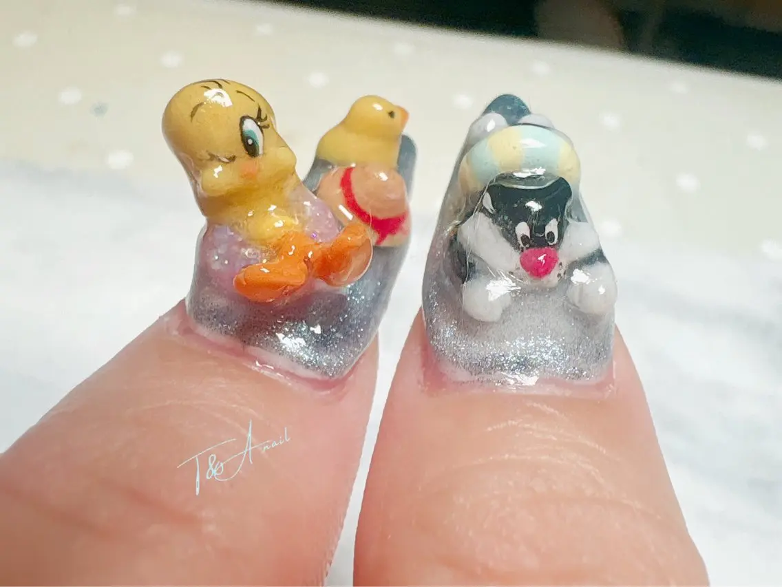 ネイル 長さ出し ロングネイル マグネットネイル スカルプネイル 夏ネイル T&A nailのネイルデザイン