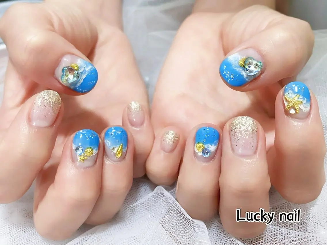 ネイル アートネイル チークネイル 長さ出し ジェルネイル マグネットネイル Lucky nail 小林和希のネイルデザイン