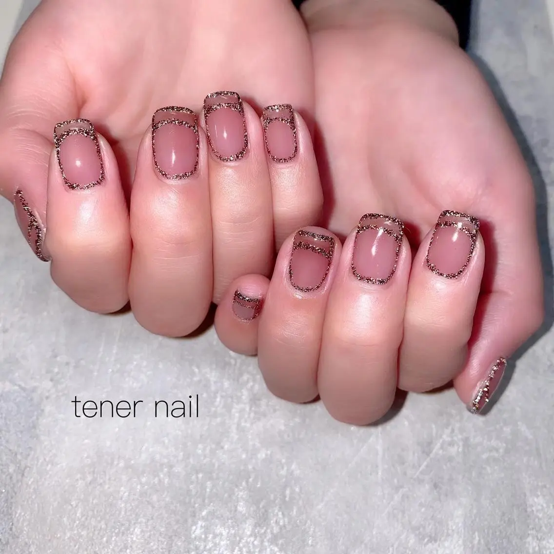 ネイル フラッシュネイル フレンチネイル ラメ(グリッター) テネルネイル tener nailのネイルデザイン