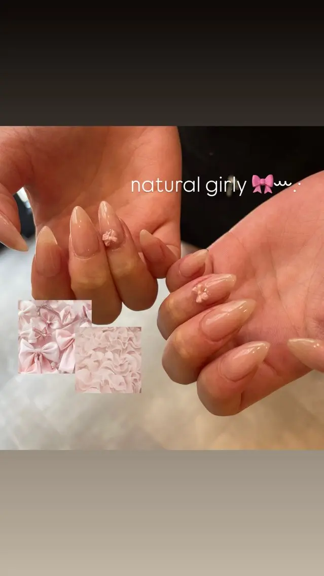 ネイル ワンカラーネイル ピンク リボン シンプルネイル ハンドネイル 𝐑𝐢𝐨 ☪︎.°【銀座】のネイルデザイン