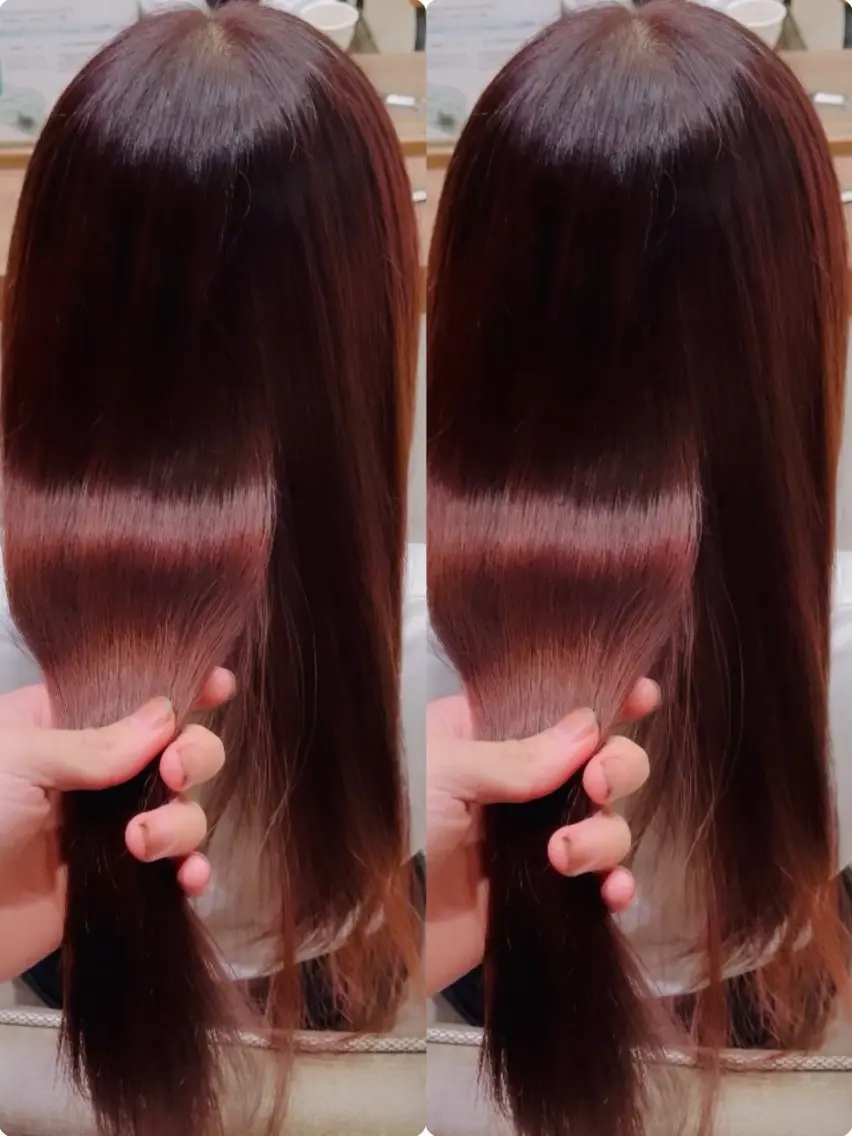 セミロング ピンクブラウン 朝5分でキマる艶髪 /ヤマダのヘアスタイル