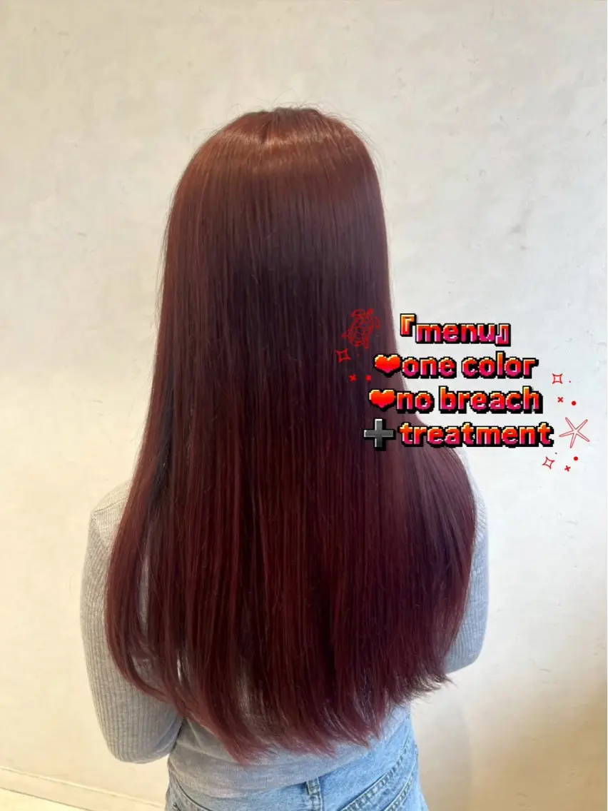 ❤️🌺夏のアリエルカラー❤️🧜🏻♀️【レッド系ワンカラー➕トリートメント✨🫧】の写真