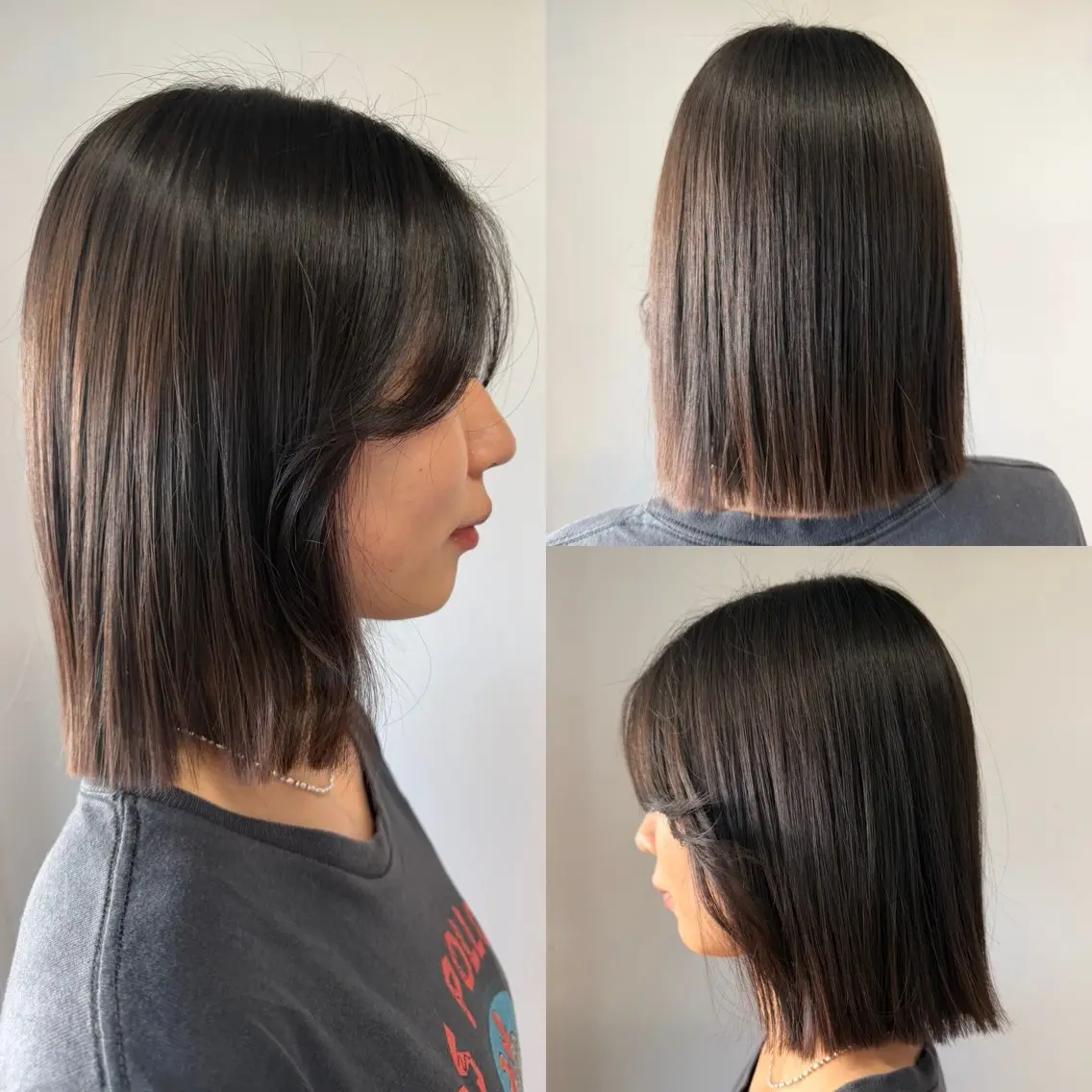 ミディアム 切りっぱなしボブ ボブ 顔まわりレイヤー 顔周りカット レイヤーカット 茅ヶ崎 IHHI✂️⸒⸒堀のヘアスタイル