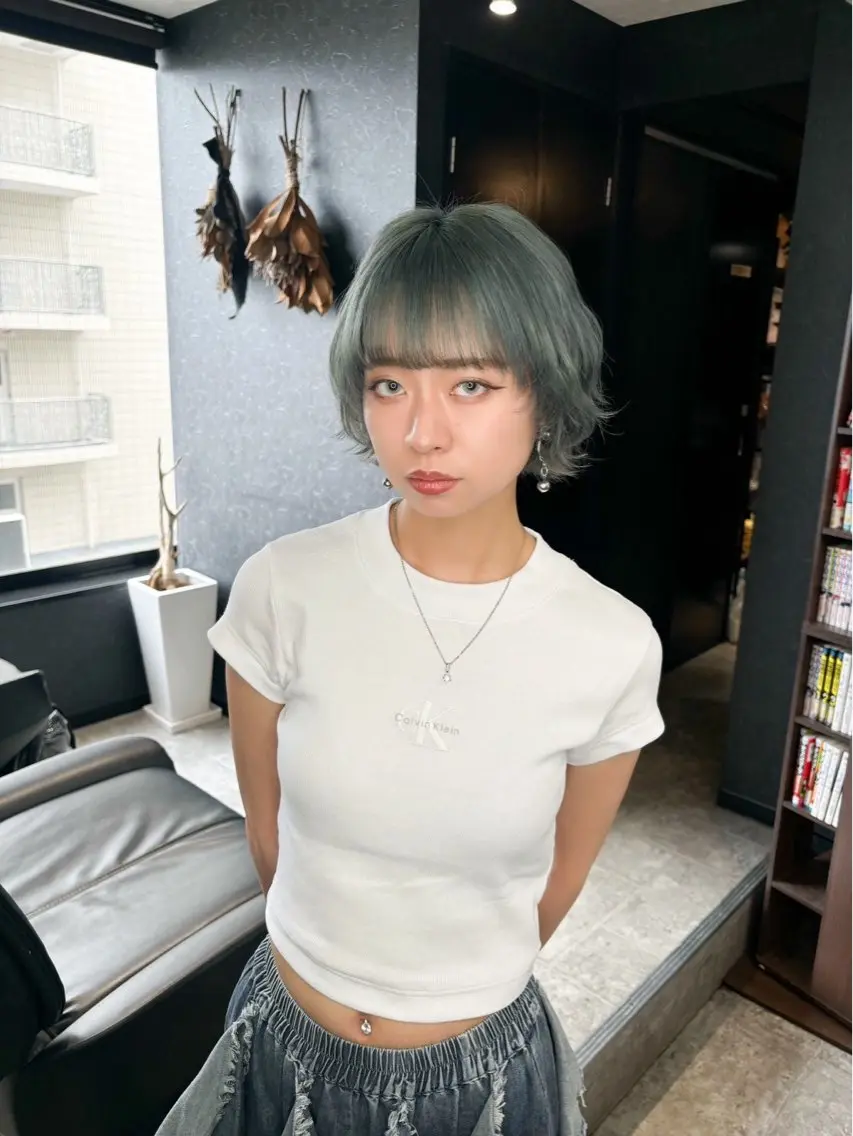 ショート カラー ヘアカラー トリートメント 💎透明感カラー💎 bAteAu あまねのヘアスタイル