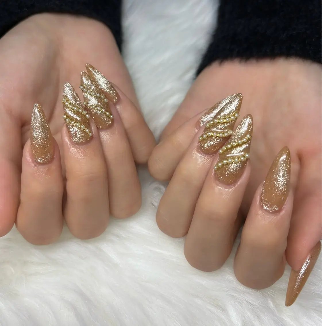 ネイル 長さ出し キラキラネイル マグネットネイル ワンカラーネイル ハンドネイル moca.nail mocaのネイルデザイン