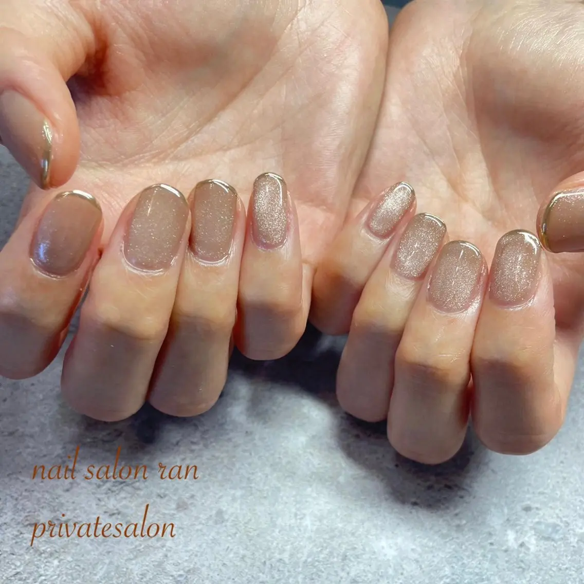 ネイル フレンチネイル ゴールド マグネットネイル ハンドネイル ハンドケア nailsalon ranのネイルデザイン
