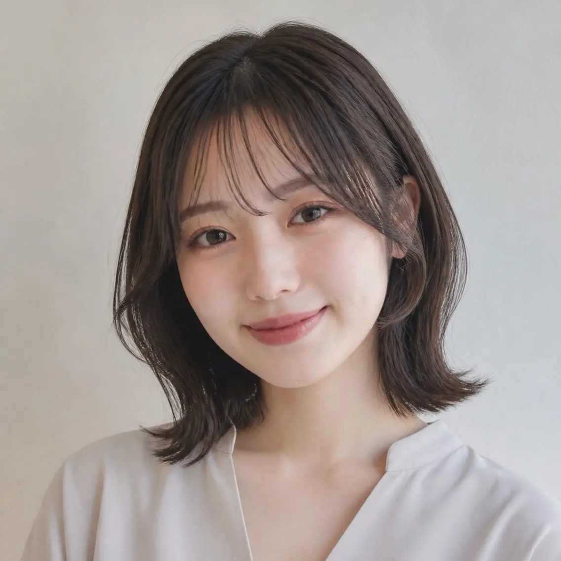 ミディアム カラー イルミナカラー 顔周りカット 小顔カット カット ヘアカラー レイヤーカット/透 明感カラー/西田祐賀のヘアスタイル