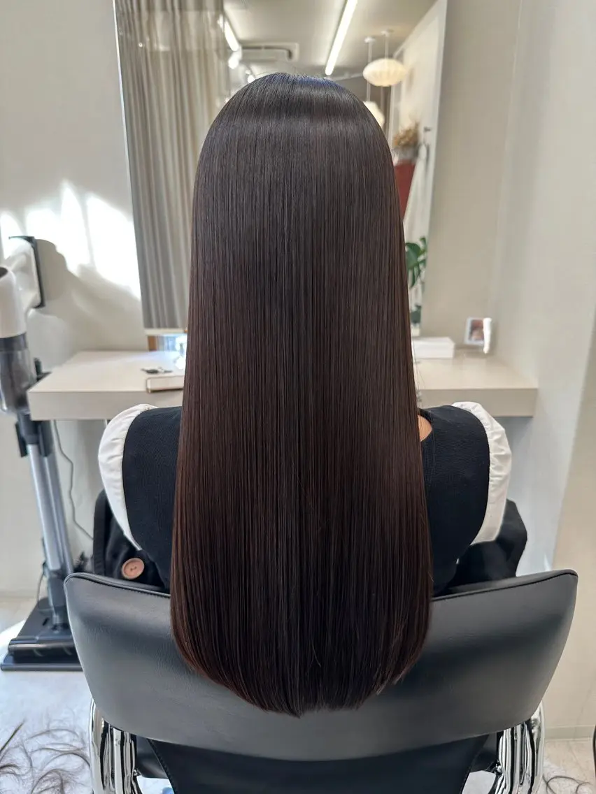 ロング カラー パーマ カット 縮毛矯正 トリートメント ヘッドスパ haru 髪質改善サロンのヘアスタイル