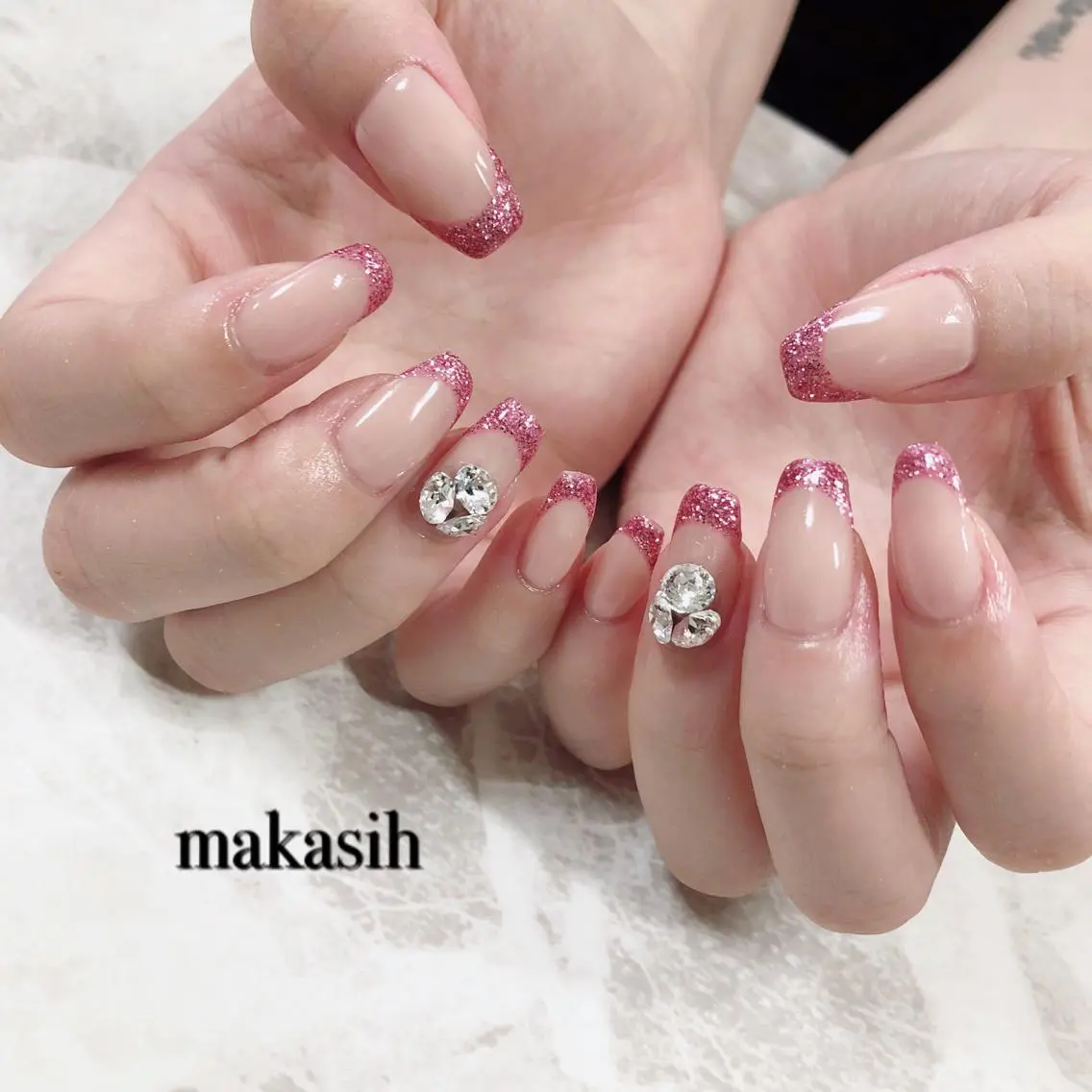 ネイル アートネイル フレンチネイル ラメ(グリッター) シンプルネイル ストーンネイル 濱田 美菜子のエステ・リラクイメージ
