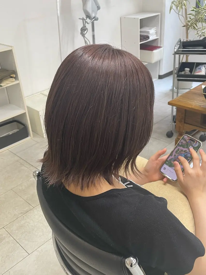 ミディアム カラー ブラウンカラー ヘアカラー 佐々木 優のヘアスタイル