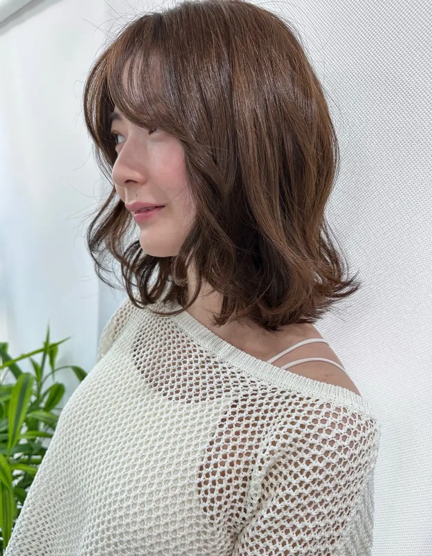 ミディアム ハイライト 髪質改善 小顔カット Endearing 銀座/レイヤーカットのヘアスタイル
