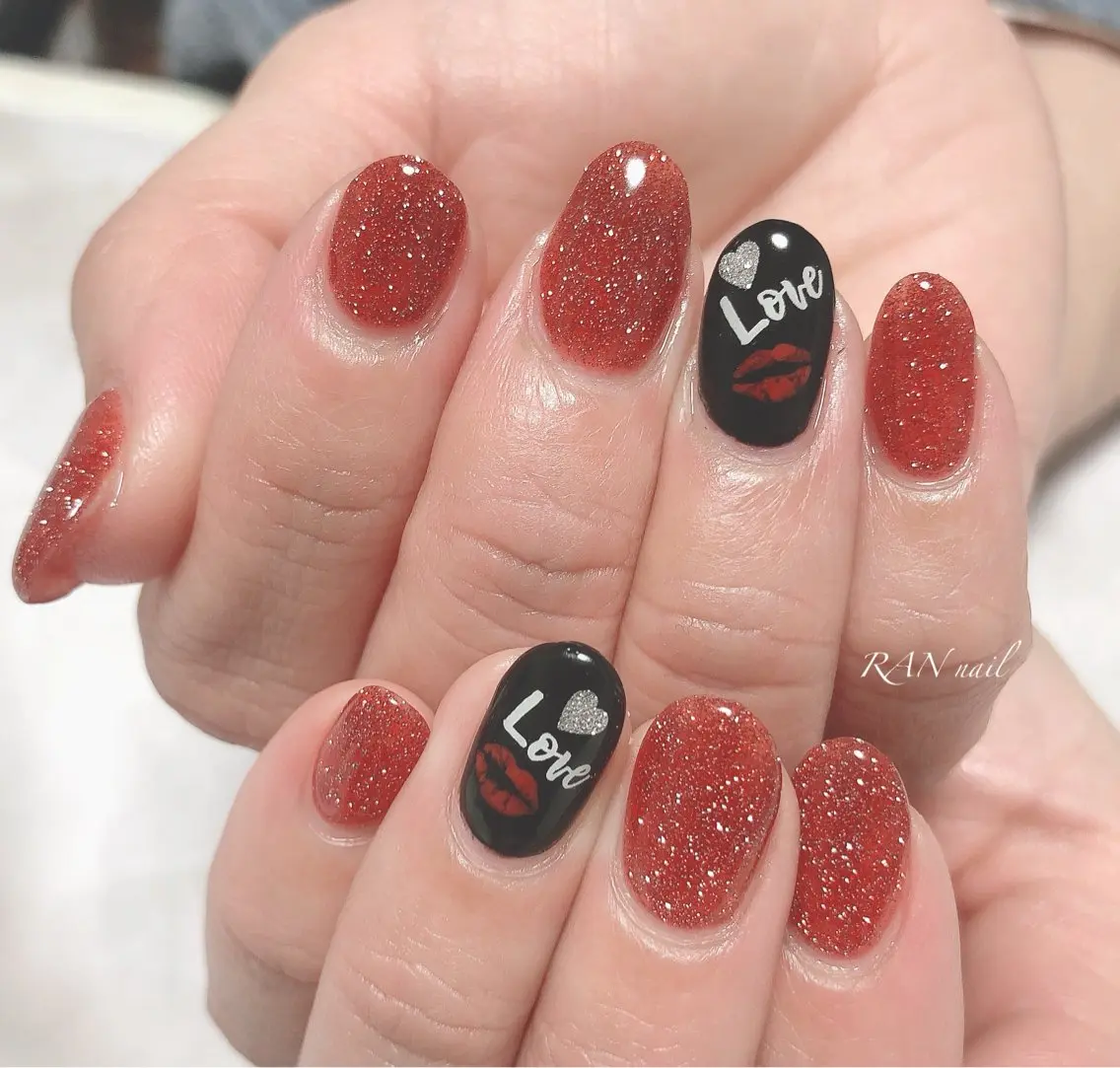 ネイル 成人式 ゴールド ハート キラキラネイル ミラーネイル ハンドネイル フットネイル RAN nailのネイルデザイン