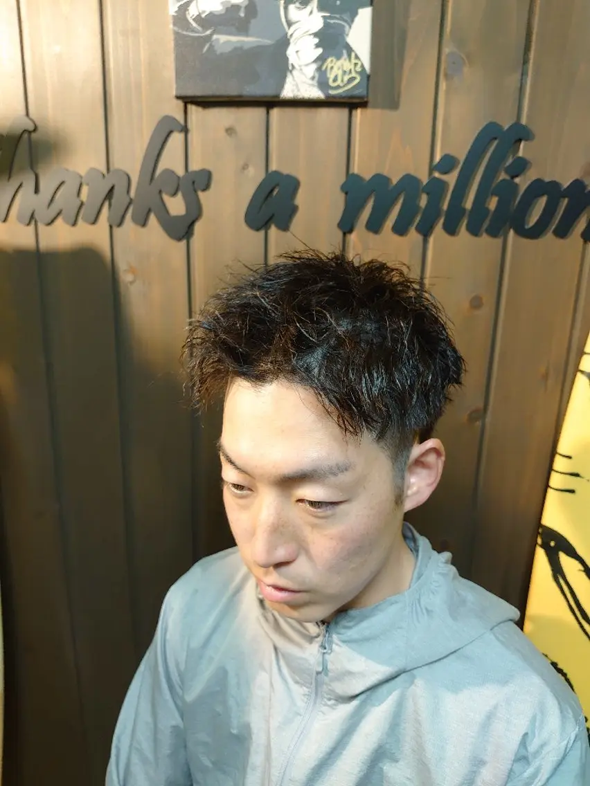 メンズ パーマ ショート メンズパーマ 岡林 選のヘアスタイル