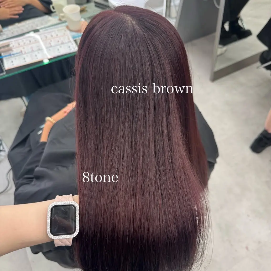 ロング カラー ブラウンカラー カシス ヘアカラー トリートメント エクステ🎀/透明感 カラー🌙┊︎もものヘアスタイル