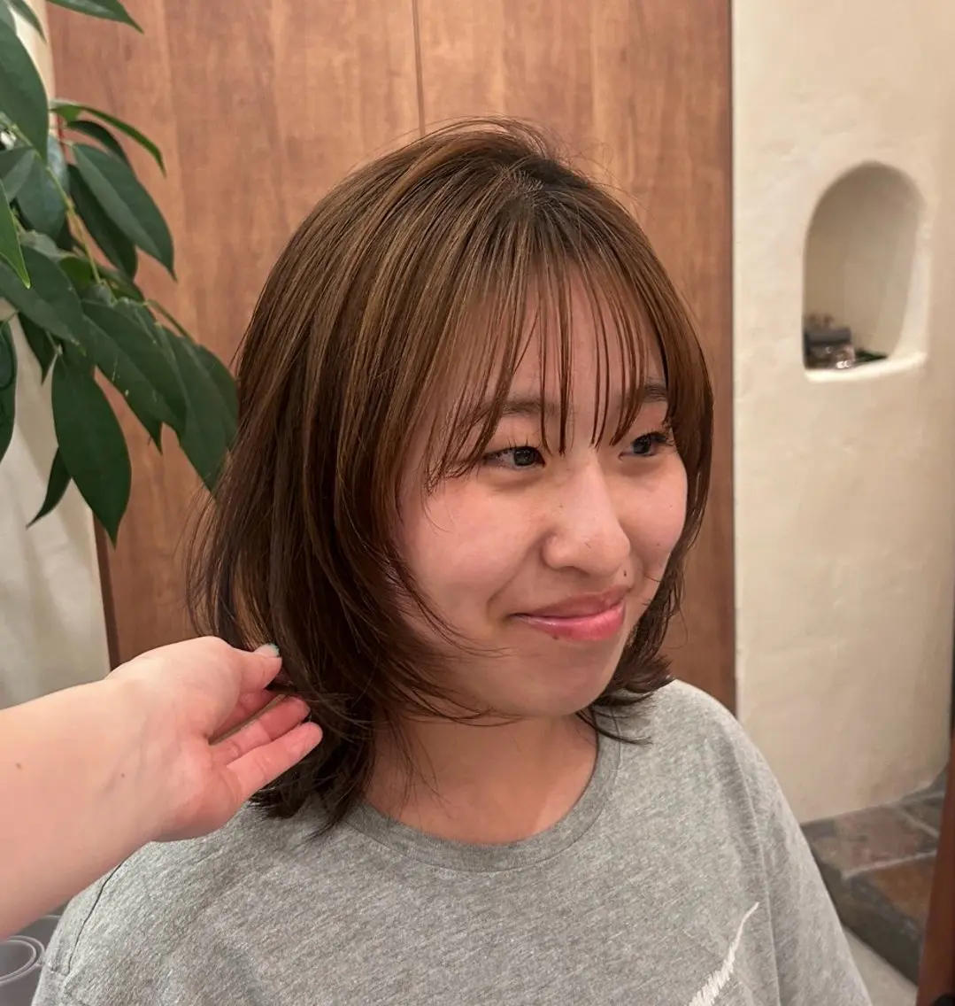 ミディアム 顔周りカット レイヤーカット 大髙 まりののヘアスタイル
