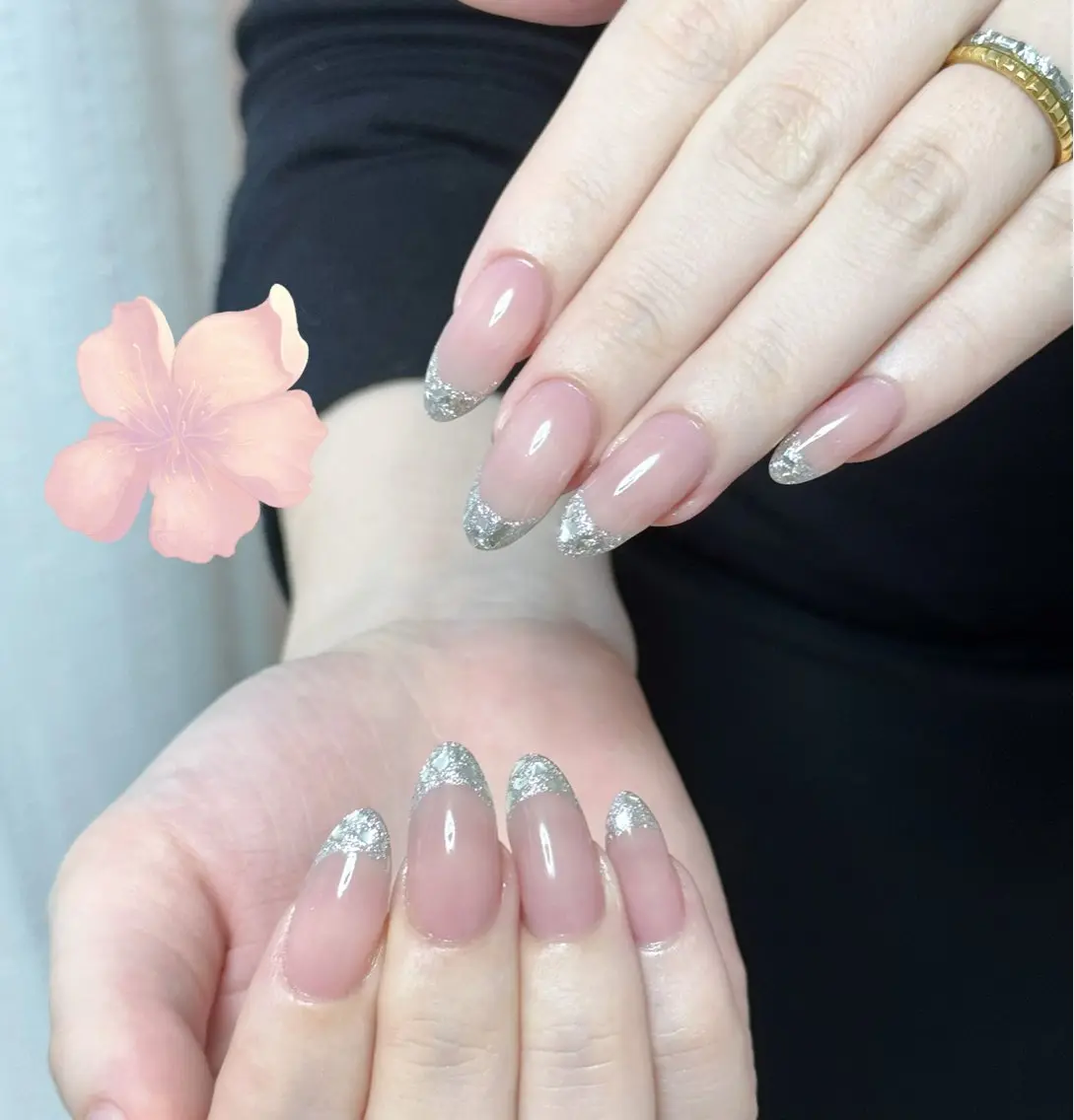 ネイル アートネイル オーロラネイル チークネイル フレンチネイル ガラスフレンチ ハンドネイル 🎀🎀YooLi Nail Salonのネイルデザイン