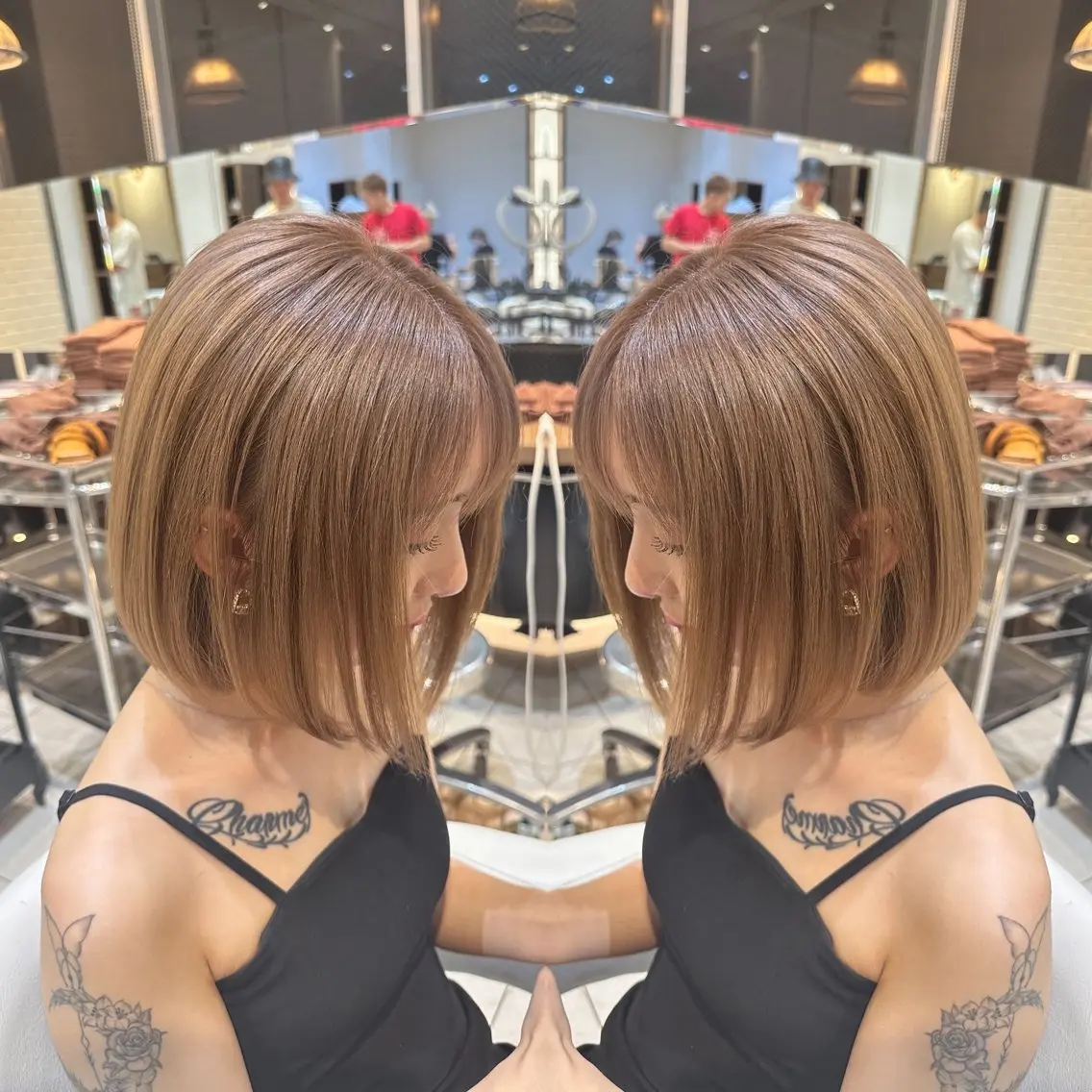 ショート バレイヤージュ ボブ🌈ナツヤのヘアスタイル