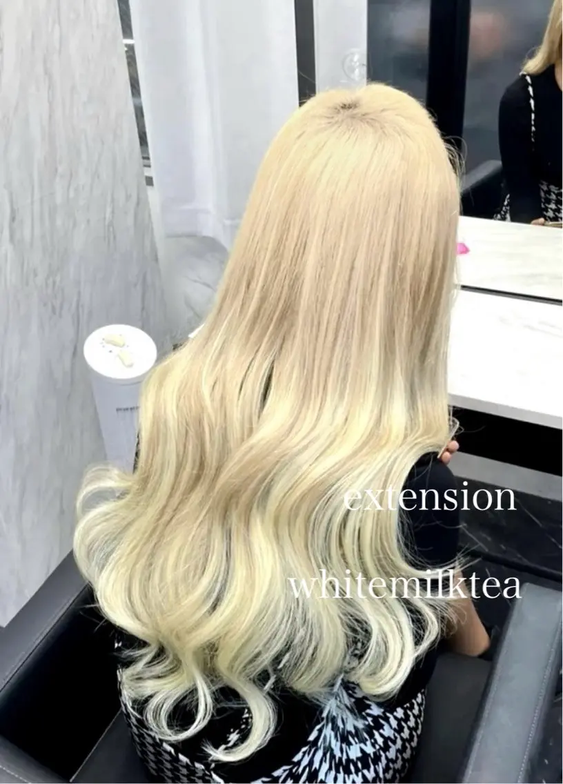 ロング カラー エクステ エクステ🩵ブリーチ 韓国ヘア🩵KAEのヘアスタイル