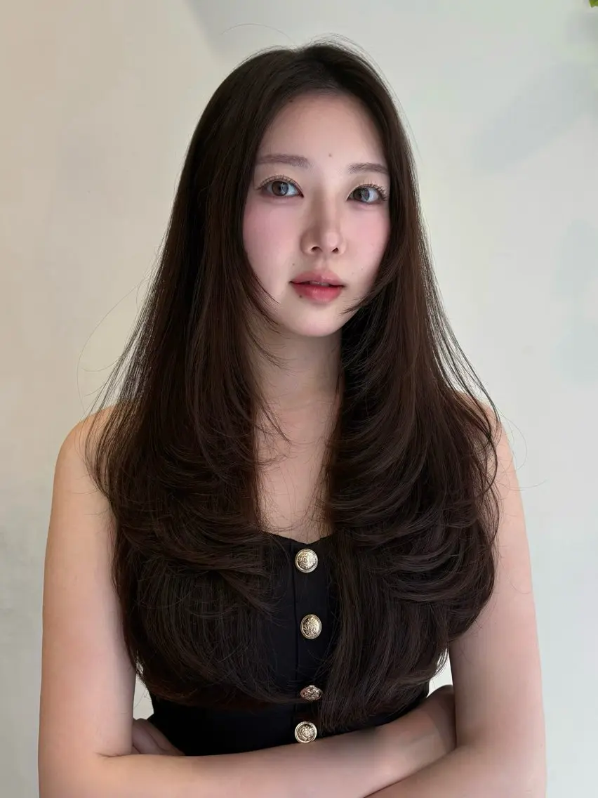 ロング ヘアカラー 透明感カラー アオイのヘアスタイル