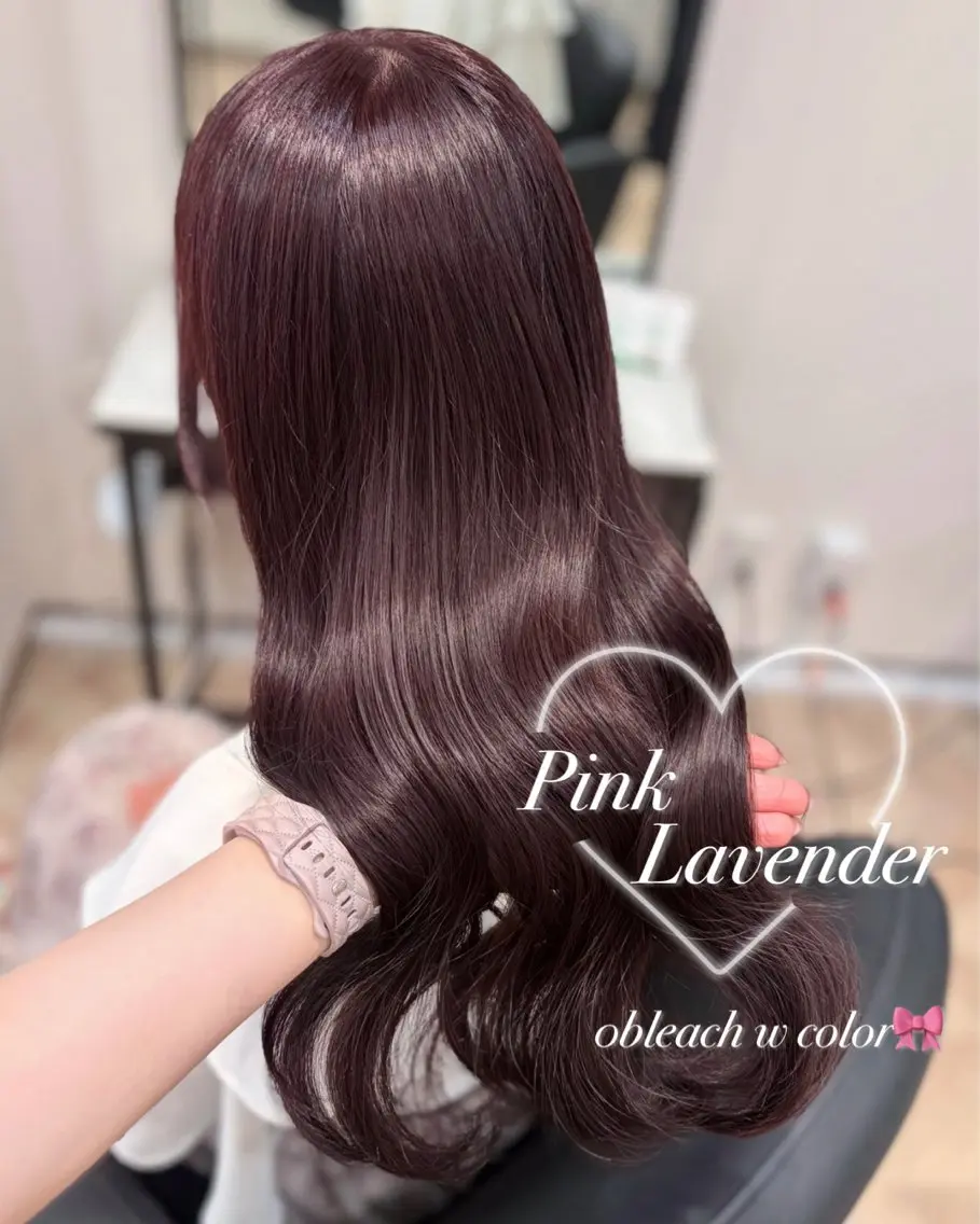 ロング カラー ブリーチ ダブルカラー ラベンダーカラー ブリーチなしカラー ピンクカラー カット ヘアカラー 𝒎𝒐𝒆🩰 名駅/ヘアメ/暖色♡のヘアスタイル
