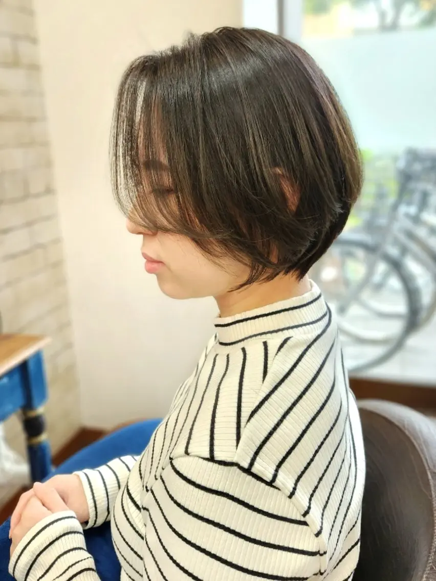 ショート ショートボブ アッシュ ボブ 外国人風カラー ハイライト カット トリートメント まとまり💯悩み改善 ★松本尚弥★店長のヘアスタイル