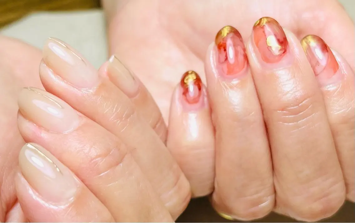 ネイル ジェルネイル ニュアンスネイル 𝐴𝑁𝑈𝐸 トラブル爪育成専門のネイルデザイン