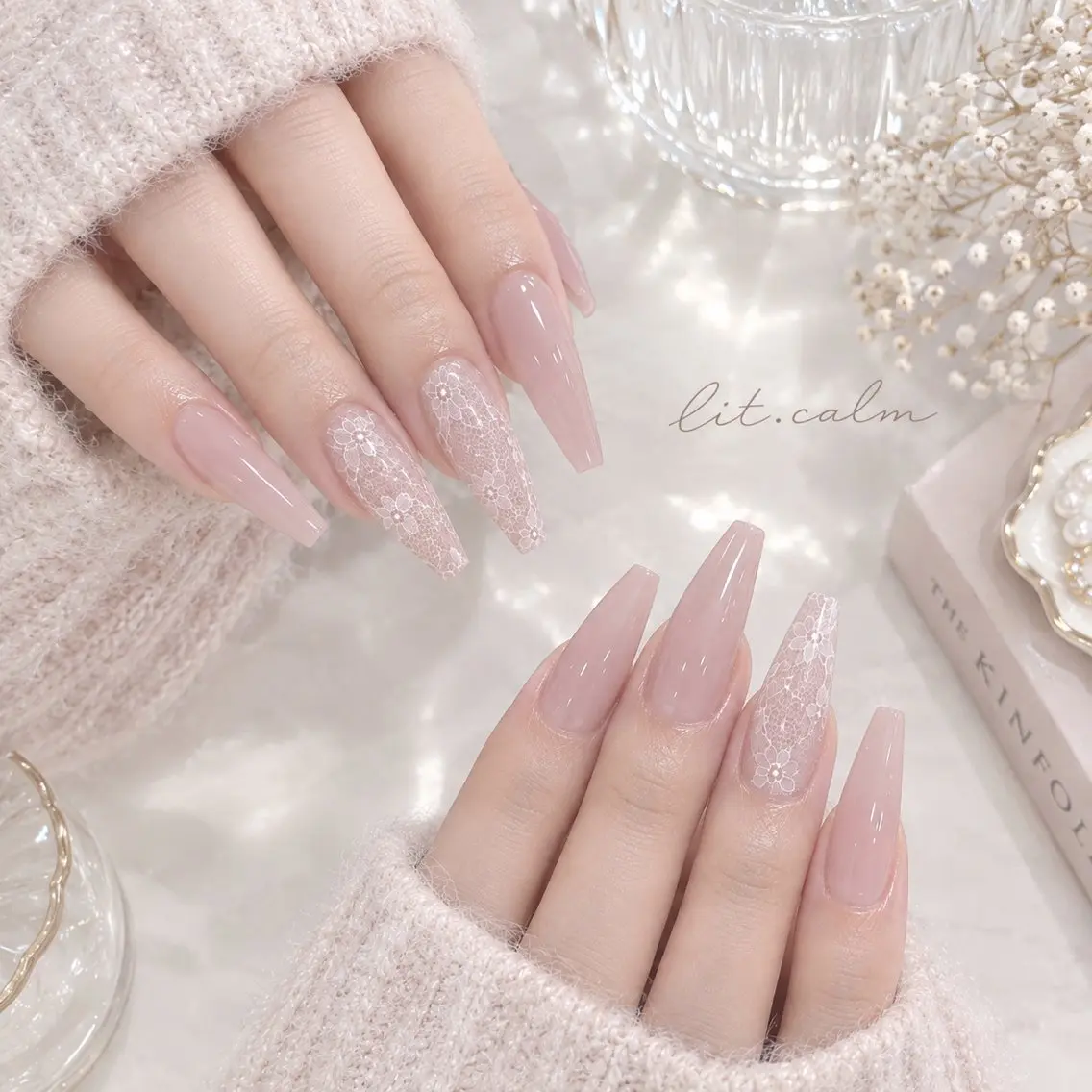 ネイル ジェルネイル ハート レース パラジェル ハンドネイル フットネイル ハンドケア lit. calm 代々木のネイルデザイン