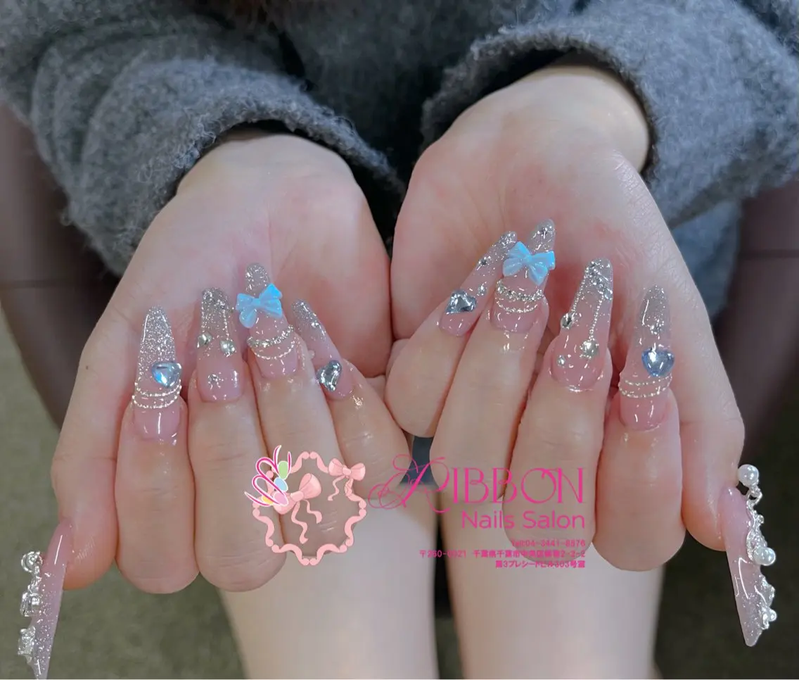 ネイル フレンチネイル ジェルネイル マグネットネイル 持ち込み ニュアンスネイル ハンドネイル Ribbonnail salonのネイルデザイン