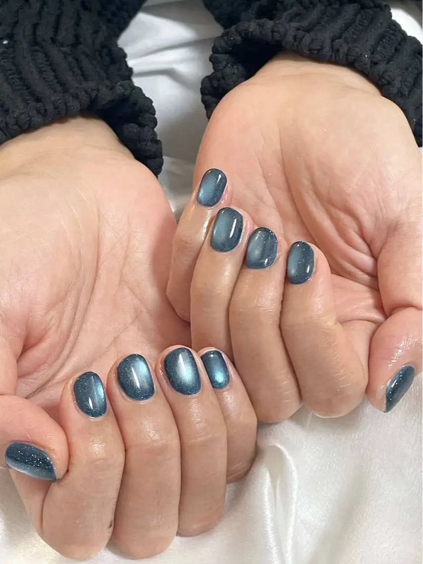 ネイル オーロラネイル ブルー 桜ネイル フラワーネイル フットネイル ハンドネイル mogunail &blowのネイルデザイン