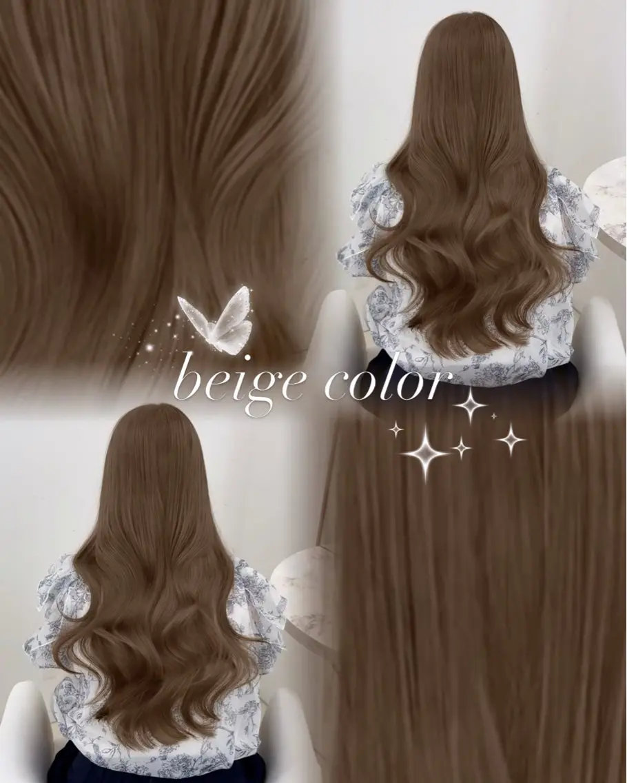 ロング カラー miyuu/ベージュ ブリーチなしWカラーのヘアスタイル