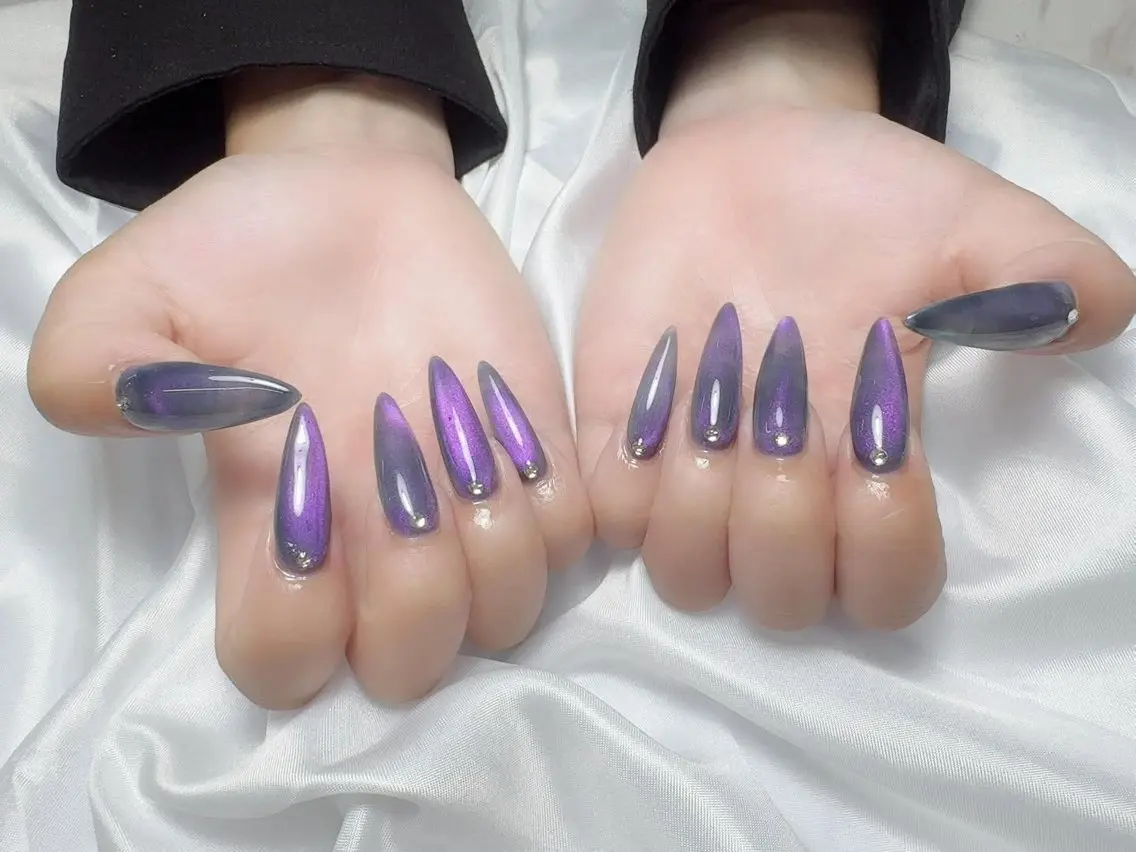 ネイル 韓国ネイル 水色 マグネットネイル ニュアンスネイル オフィスネイル ハンドネイル Hana Rose Nailのネイルデザイン
