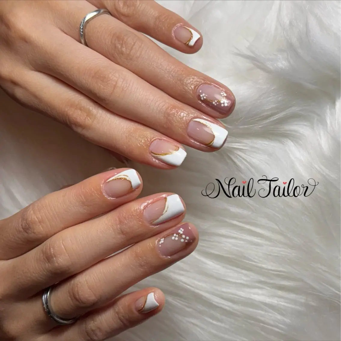 ネイル 長さ出し フレンチネイル 持ち込み オフィスネイル ショートネイル ハンドネイル NailTailor ネイルテイラーのネイルデザイン