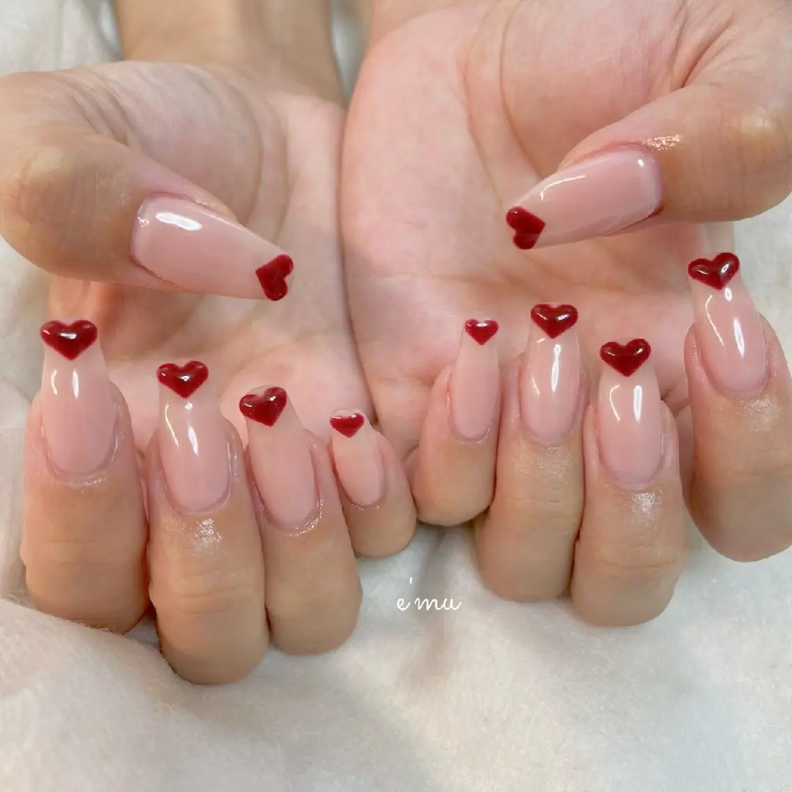ネイル ガーリー ハート nail salon e'mu💐のネイルデザイン